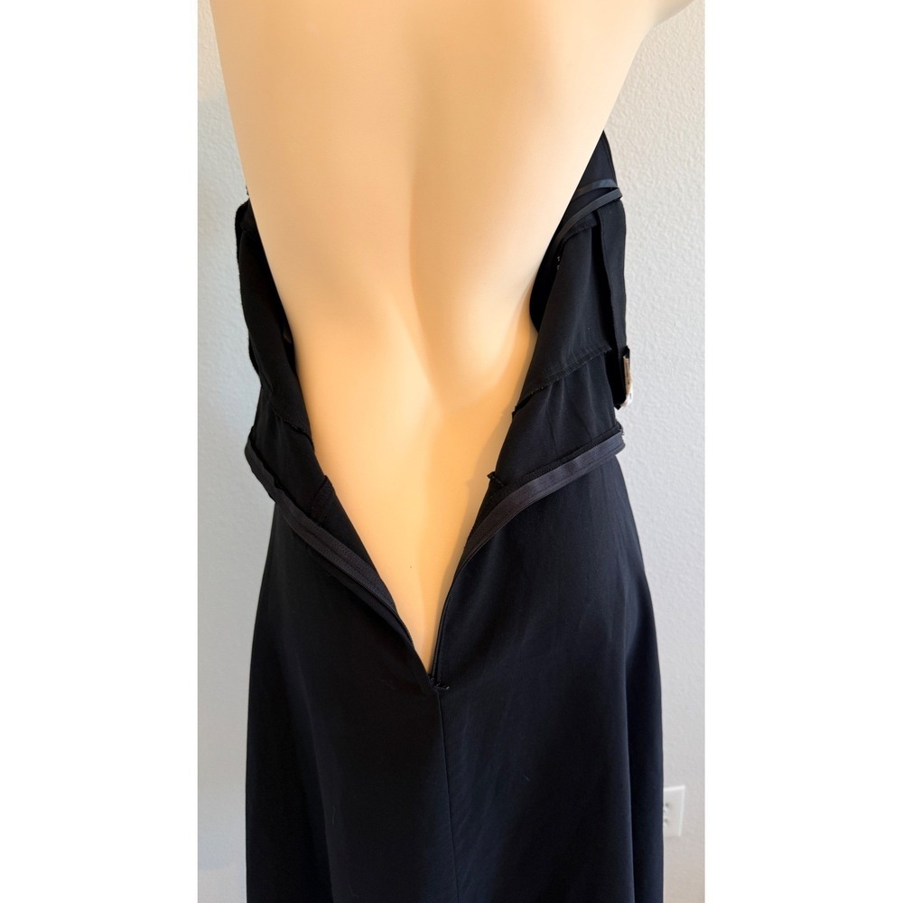 Vintage Byer Too Black Halter Dress Size 11 Crochet Trim V-Neck Backless 90s Y2K - Picture 7 of 11